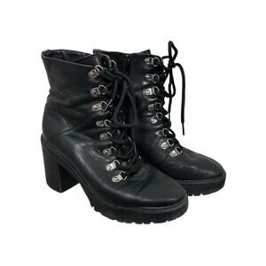 Steve Madden Richie Combat Boots Women's 9 Black Leather Platform Lug